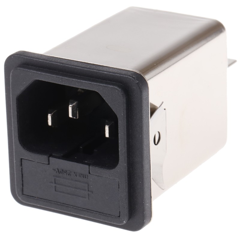 1 pcs - Schaffner 6A, 250 V ac Male Snap-In IEC Filter FN261S-6-06-10, Faston