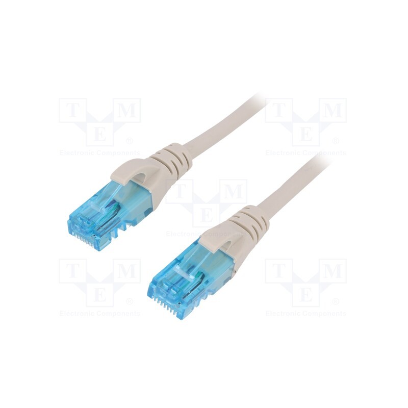 10 pcs : DK-1511-010 - Patch cord, U/UTP, 5e, stranded, Cu, PVC, grey, 1m