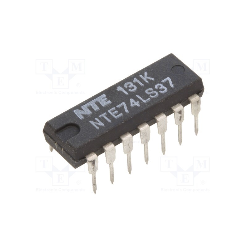 10 pcs : NTE74LS37 - IC: digital, NAND, Ch: 4, IN: 2, TTL, THT, DIP14