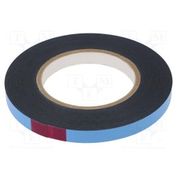 10 rol : 4234 PIANKOWA 0,8 MM 12MM-10M - Tape: fixing, W: 12mm, L: 10m, Thk: 0.8mm, two-sided adhesive, black