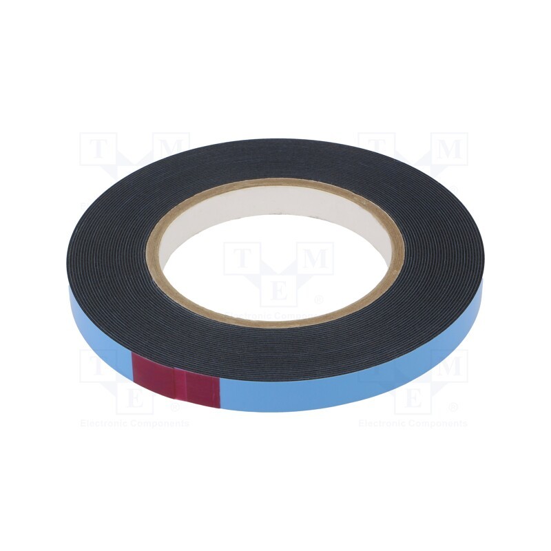 10 rol : 4234 PIANKOWA 0,8 MM 12MM-10M - Tape: fixing, W: 12mm, L: 10m, Thk: 0.8mm, two-sided adhesive, black
