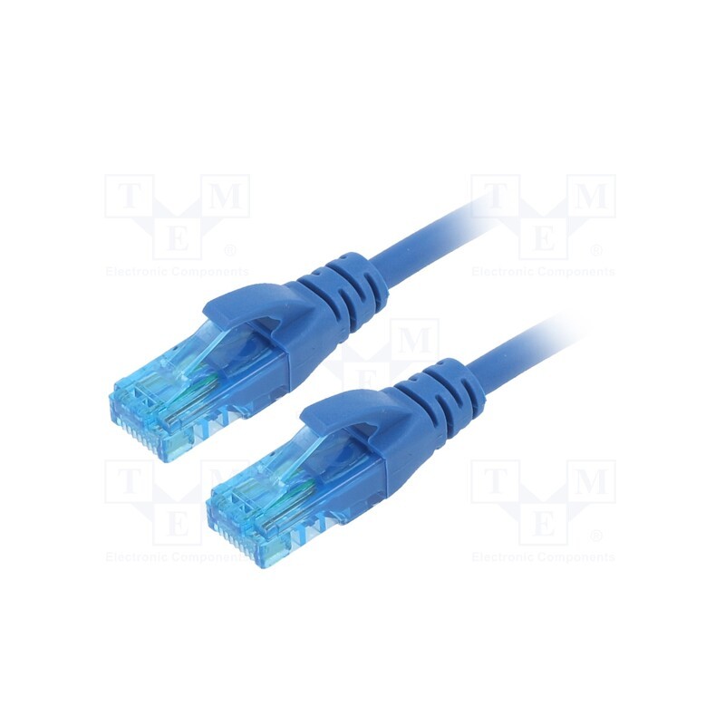 10 pcs : DK-1512-0025/B - Patch cord, U/UTP, 5e, stranded, CCA, PVC, blue, 0.25m, 26AWG
