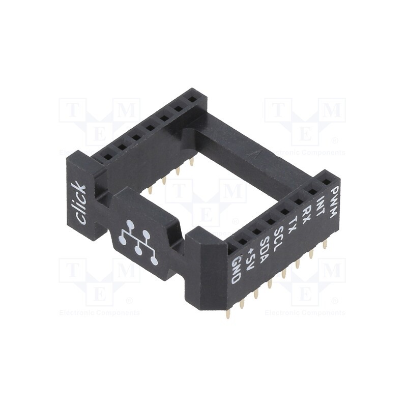 10 pcs : SOCKET MIKROBUS 16 THT - Adapter, mikroBUS socket, PIN: 16, black, holder