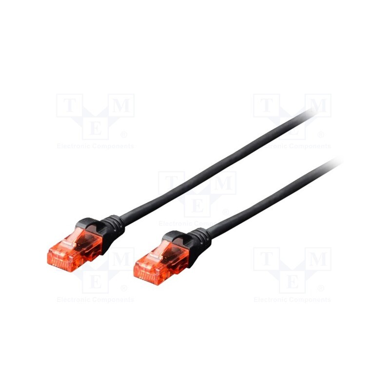 10 pcs : DK-1512-005/BL - Patch cord, U/UTP, 5e, stranded, CCA, PVC, black, 0.5m, 26AWG