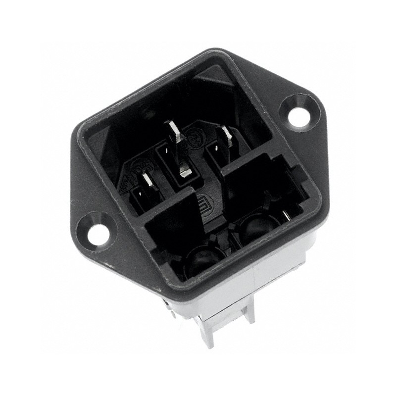 1 pcs - Schurter C14 Panel Mount IEC Connector Male, 10A, 250 V, Fuse Size 5 x 20mm