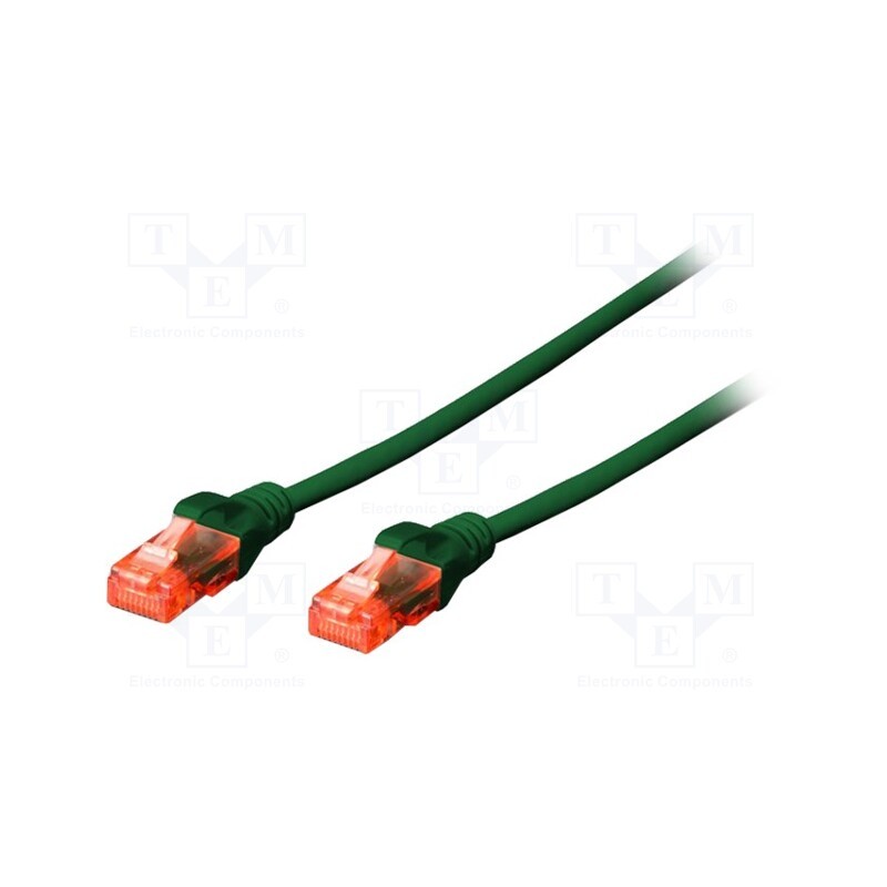 10 pcs : DK-1512-020/G - Patch cord, U/UTP, 5e, stranded, CCA, PVC, green, 2m, 26AWG