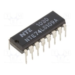 10 pcs : NTE74LS109A - IC: digital, JK flip-flop, Ch: 2, TTL, THT, DIP16