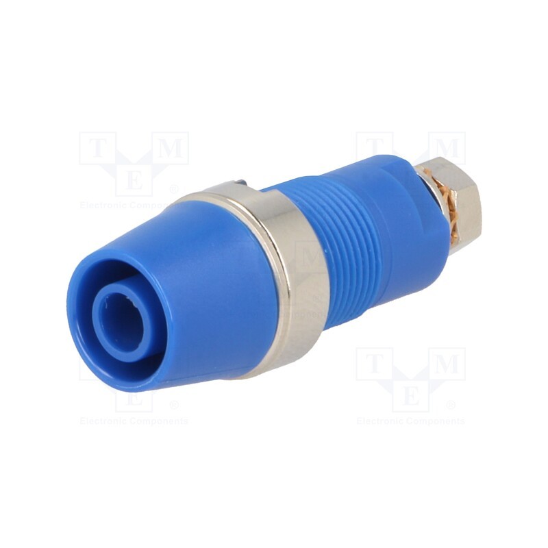 10 pcs : SAB 6922 NI / BL - Socket, 4mm banana, 32A, 1kV, blue, nickel plated, screw, insulated