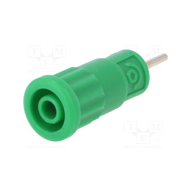 10 pcs : SEPB 6887 NI / GN - Socket, 4mm banana, 36A, 1kV, green, on panel,push-in, -25÷80°C