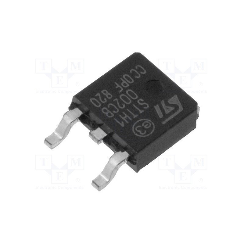 10 pcs : STTH1002CB - Diode: rectifying, SMD, 200V, 8Ax2, 20ns, DPAK, Ufmax: 0.78V,