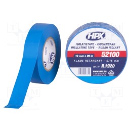 20 rol : IL1920 - Tape: electrical insulating, W: 19mm, L: 20m, Thk: 0.15mm, blue, 125%