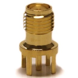 1 pcs - Mueller Electric, jack PCB Mount SMA Connector, 50Ω, Solder Termination, Straight Body