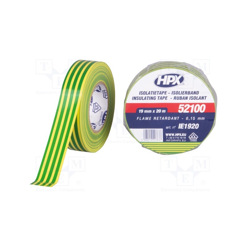 20 rol : IE1920 - Tape: electrical insulating, W: 19mm, L: 20m, Thk: 0.15mm, rubber