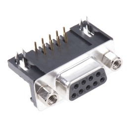1 pcs - ASSMANN WSW A-DF 9 Way Right Angle Through Hole D-sub Connector Socket, 2.77mm Pitch, with 4-40 UNC Screwlocks