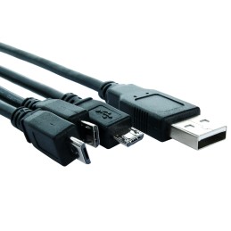 1 pcs - RS PRO USB 2.0 Cable, Male USB A to Male Micro USB B x 3 Cable, 800mm