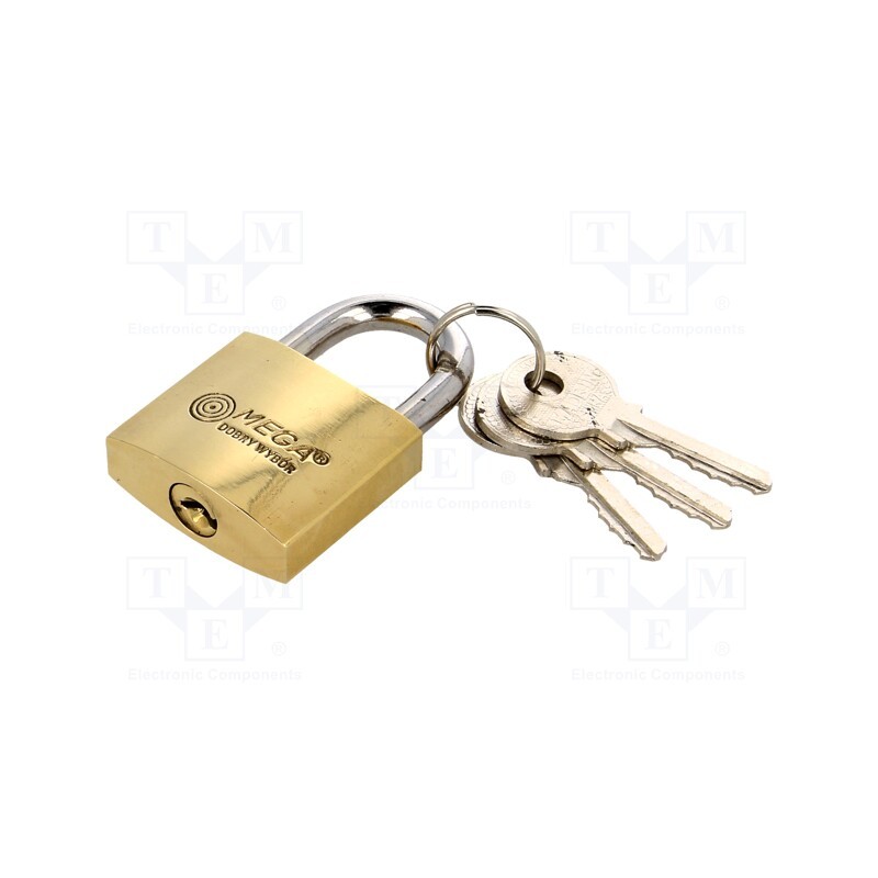 10 pcs : 24232 - Padlock, hardened shackle, shackle, Equipment: key x3, Mat: brass