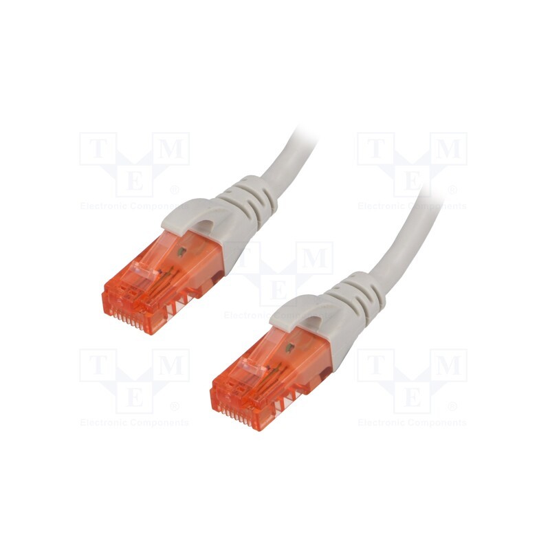 10 pcs : DK-1612-005 - Patch cord, U/UTP, 6, stranded, CCA, PVC, grey, 0.5m, 26AWG