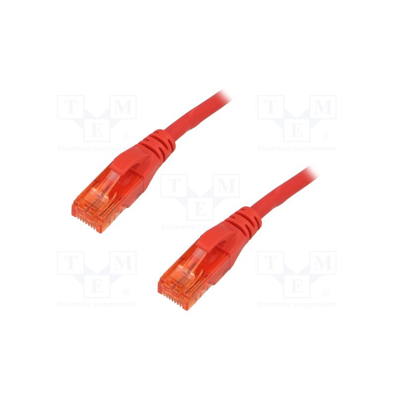 10 pcs : DK-1612-030/R - Patch cord, U/UTP, 6, stranded, CCA, PVC, red, 3m, 26AWG
