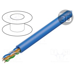 20 m : DK-1614-A-VH-5 - Wire, U/UTP, 4x2x23AWG, 6a, solid, Cu, LSZH, blue, 500m, CPR: Dca