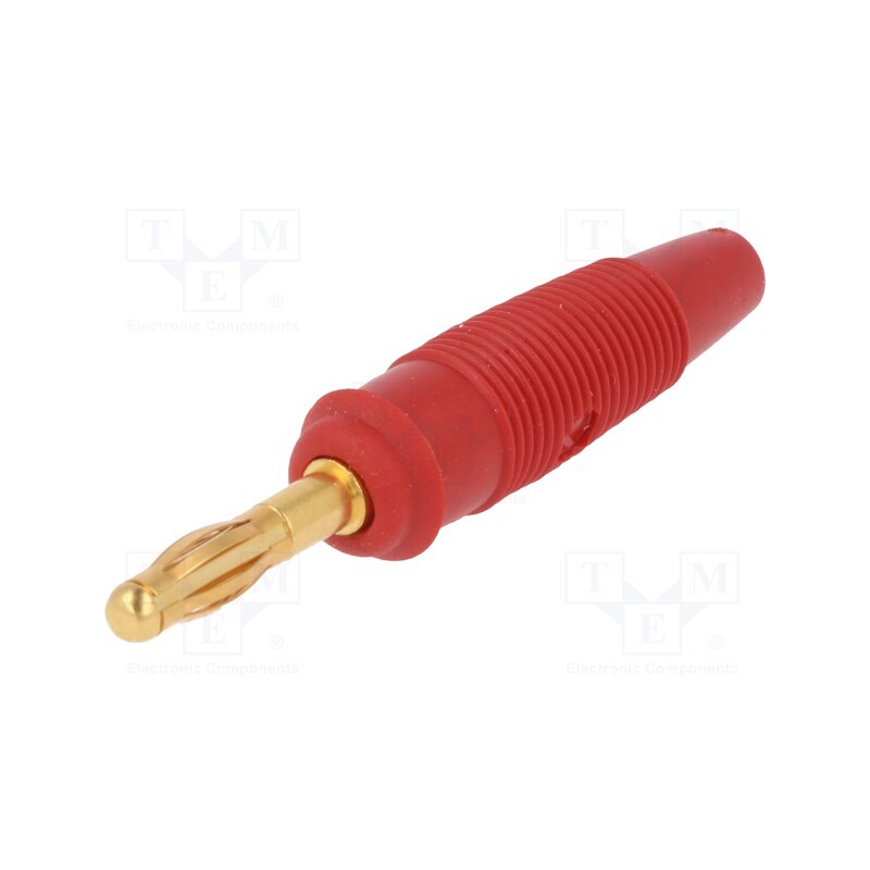 10 pcs : LAS 30 AU RT - Plug, 4mm banana, 32A, 60VDC, red, non-insulated, for cable, 3mΩ