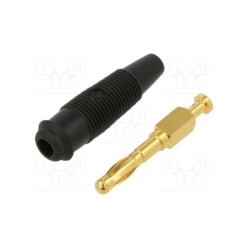 10 pcs : LAS 30 AU SW - Plug, 4mm banana, 32A, 60VDC, black, non-insulated, for cable, 3mΩ