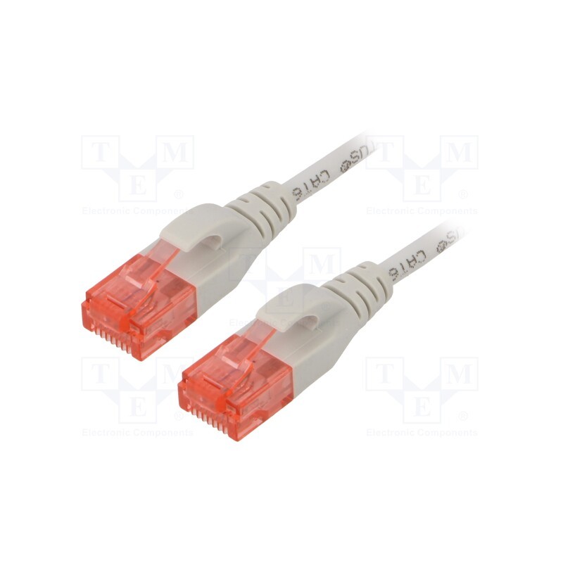 10 pcs : DK-1617-015S - Patch cord, U/UTP, 6, stranded, Cu, LSZH, grey, 1.5m, 26AWG