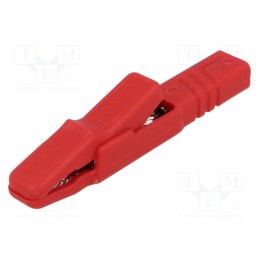 10 pcs : AK 2 S RT - Crocodile clip, 25A, red, Grip capac: max.9.5mm, Socket size: 4mm