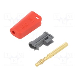 10 pcs : 64.1041-22 - Plug, 4mm banana, 19A, 30VAC, 60VDC, red, gold-plated, 1mm2