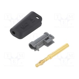 10 pcs : 64.1045-21 - Plug, 4mm banana, 32A, black, gold-plated, on cable