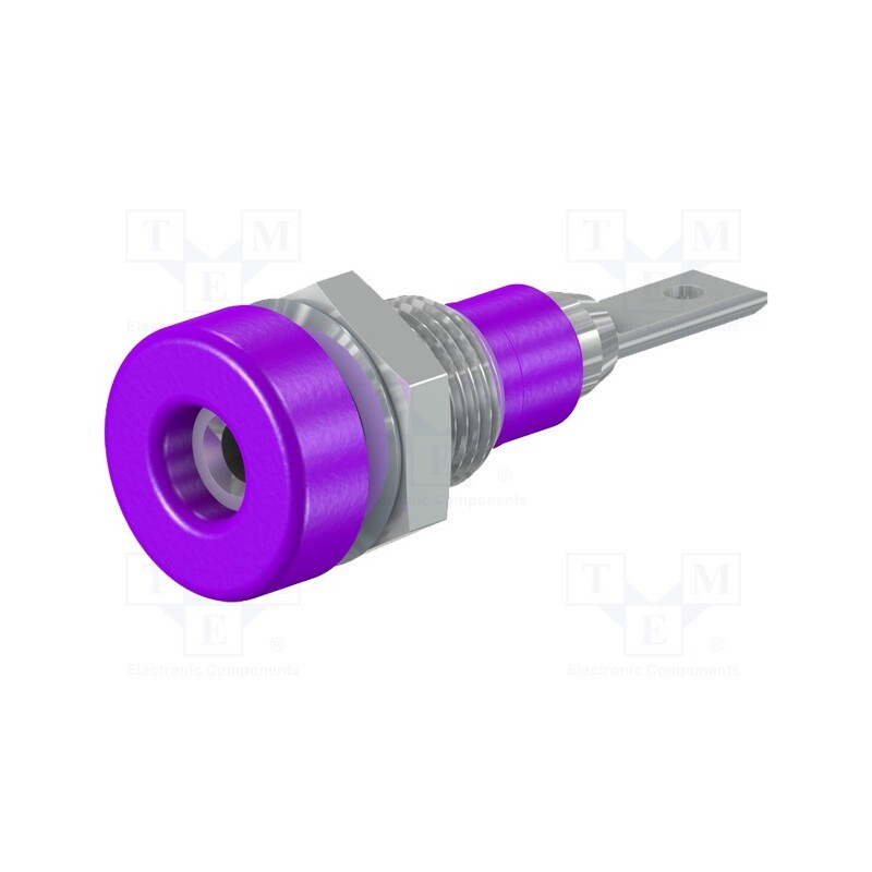 10 pcs : 23.0040-26 - Socket, 2mm banana, 10A, 23mm, violet, soldered,on panel, SS2
