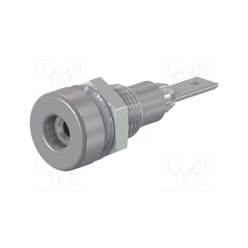 10 pcs : 23.0040-28 - Socket, 2mm banana, 10A, 23mm, grey, soldered,on panel, insulated