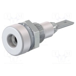 10 pcs : 23.0040-29 - Socket, 2mm banana, 10A, 23mm, white, soldered,on panel, insulated