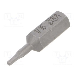 10 pcs : 5135070001 - Screwdriver bit, Hex Plus key, HEX 1/16', Overall len: 25mm