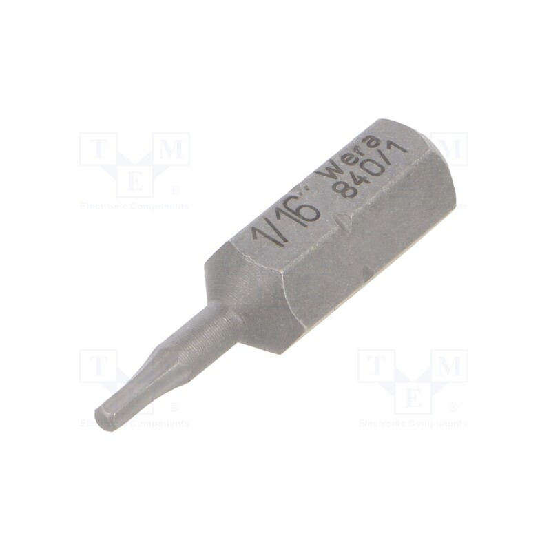 10 pcs : 5135070001 - Screwdriver bit, Hex Plus key, HEX 1/16', Overall len: 25mm