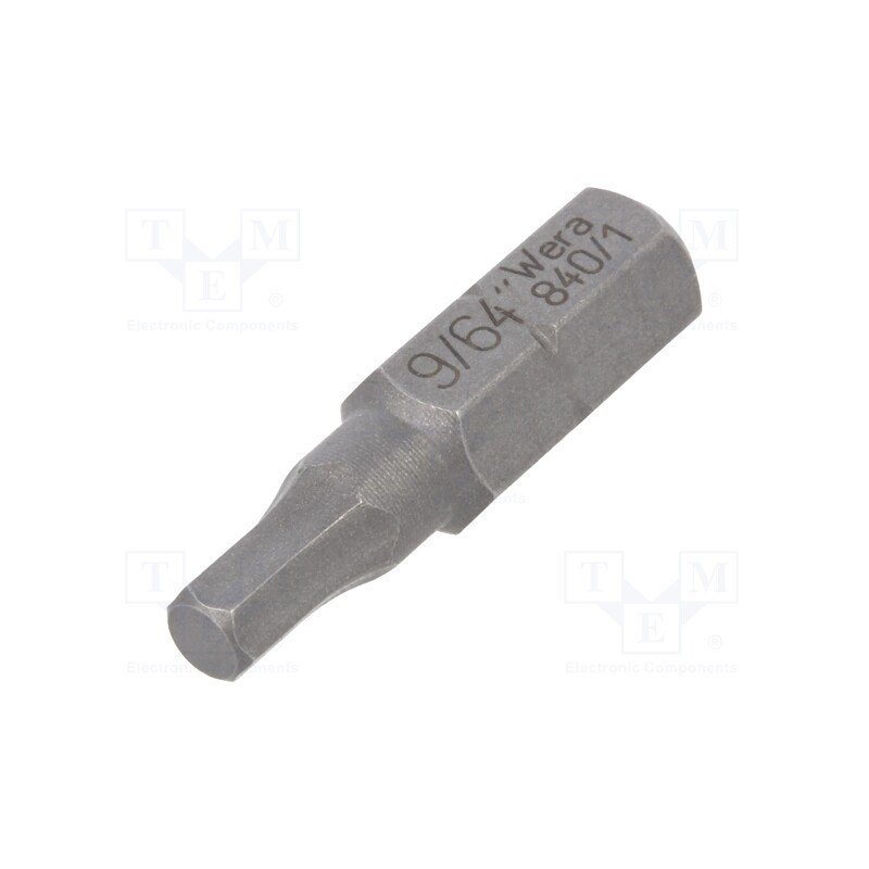 10 pcs : 5135069001 - Screwdriver bit, Hex Plus key, HEX 9/64', Overall len: 25mm