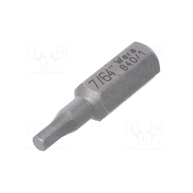 10 pcs : 5135078001 - Screwdriver bit, Hex Plus key, HEX 7/64', Overall len: 25mm