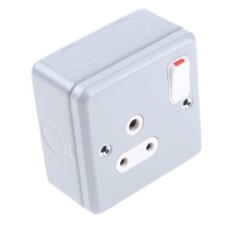 1 pcs - MK Electric Grey 1 Gang Plug Socket, 2 Poles, 5A, Indoor Use