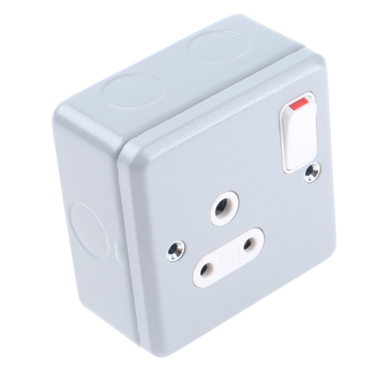 1 pcs - MK Electric Grey 1 Gang Plug Socket, 2 Poles, 5A, Indoor Use