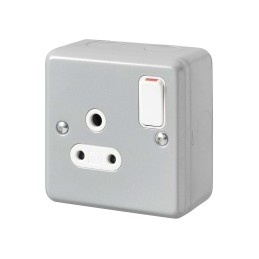 1 pcs - MK Electric Grey 1 Gang Plug Socket, 2 Poles, 5A, Indoor Use