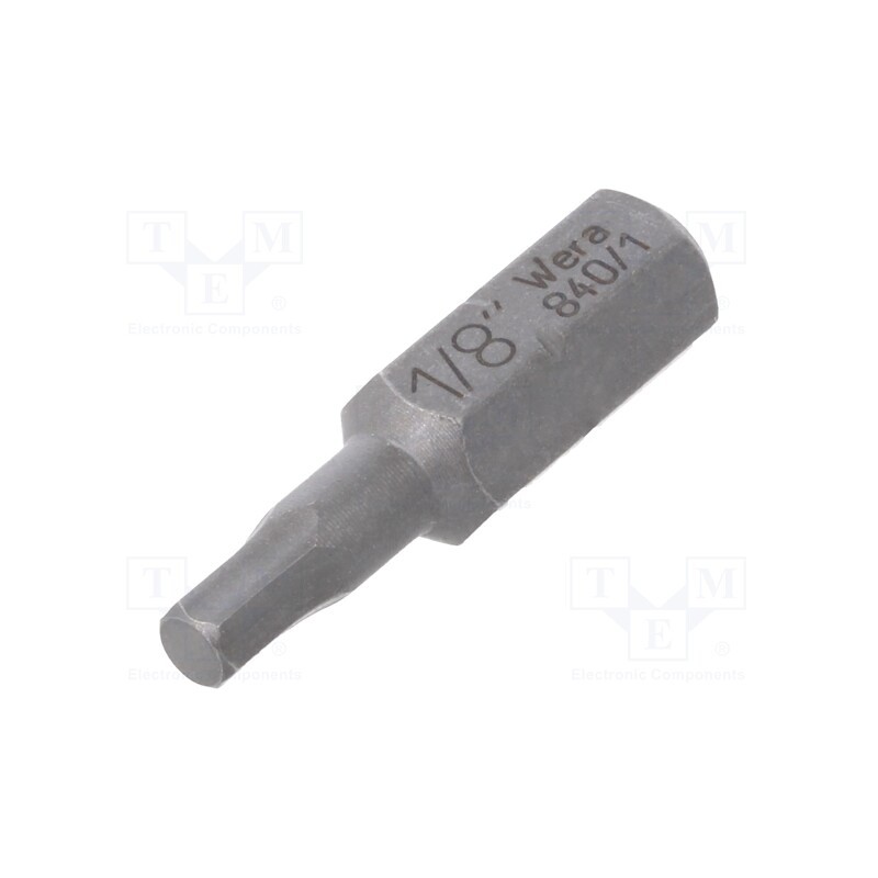 10 pcs : 5135073001 - Screwdriver bit, Hex Plus key, HEX 1/8', Overall len: 25mm