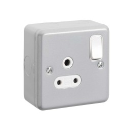 1 pcs - MK Electric Grey 1 Gang Plug Socket, 2 Poles, 5A, Indoor Use