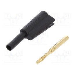 10 pcs : FCR7366B - Plug, 2mm banana, 10A, 30VAC, 60VDC, black, Connection: soldered