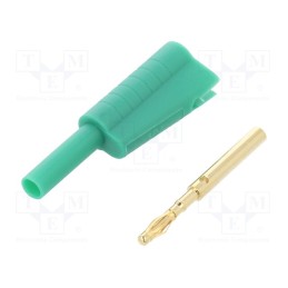 10 pcs : FCR7366G - Plug, 2mm banana, 10A, 30VAC, 60VDC, green, Connection: soldered