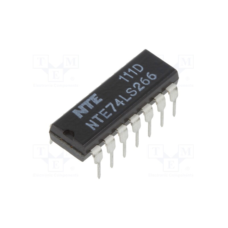 10 pcs : NTE74LS266 - IC: digital, XNOR, Ch: 4, IN: 2, TTL, THT, DIP14, OUT: open collector