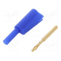 10 pcs : FCR7366L - Plug, 2mm banana, 10A, 30VAC, 60VDC, blue, Connection: soldered