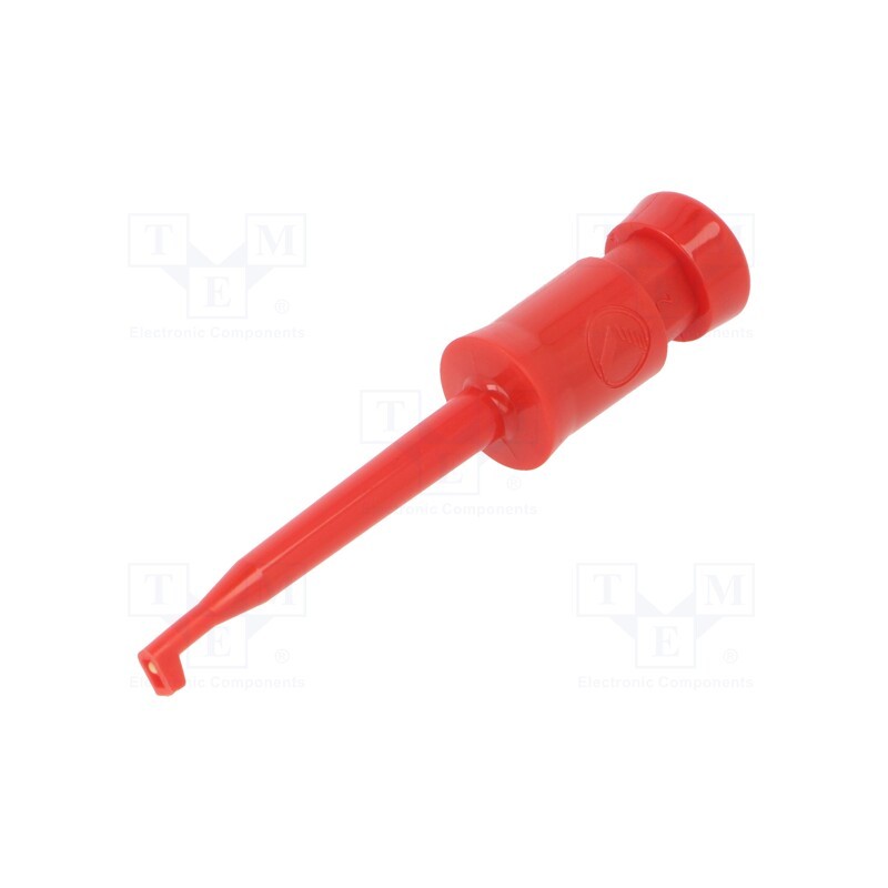 10 pcs : KLEPS 2 RT - Clip-on probe, hook type, 6A, 60VDC, red, Plating: gold-plated