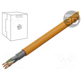 20 m : DK-1743-VH-5 - Wire, S/FTP, 4x2x23AWG, 7, solid, LSZH, orange, 500m, Øcable: 7.2mm