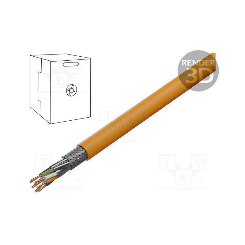 20 m : DK-1743-VH-5 - Wire, S/FTP, 4x2x23AWG, 7, solid, LSZH, orange, 500m, Øcable: 7.2mm