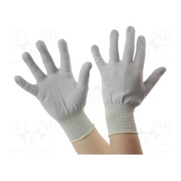 10 set : 109-0437 - Protective gloves, ESD, M, Features: dissipative, grey (bright)