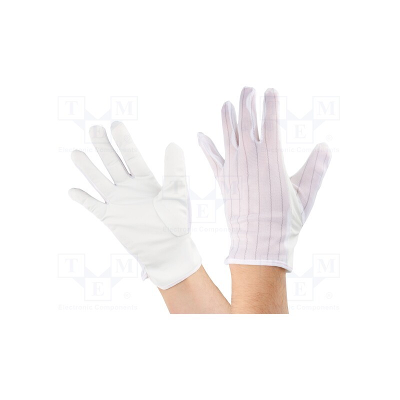 10 set : 109-0050 - Protective gloves, ESD, XL, polyester,polyurethane, white